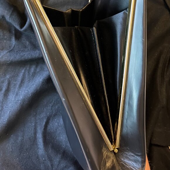 Leon Vintage Black Leather Colorblock Frame Bag - Picture 6 of 10